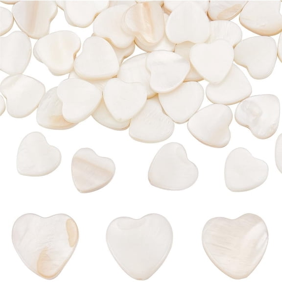 1 Box 60Pcs Shell Heart Beads Shell Spacer Beads Flat Shell Bead Seashell Beads Freshwater Shell Bead Charm Spacer Loose Beads for Jewelry Making DIY Bracelets Necklaces Earrings Adult