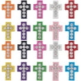 thumbnail image 1 of 1 Box 60Pcs Slide Rhinestone Charms Easter Cross Beads Bulk Slide Alloy Metal Crucifix Holy Small Colorful Cross Spacers for Jewelry Making Supplies DIY Craft Bracelet Necklace Women Adults, 1 of 5