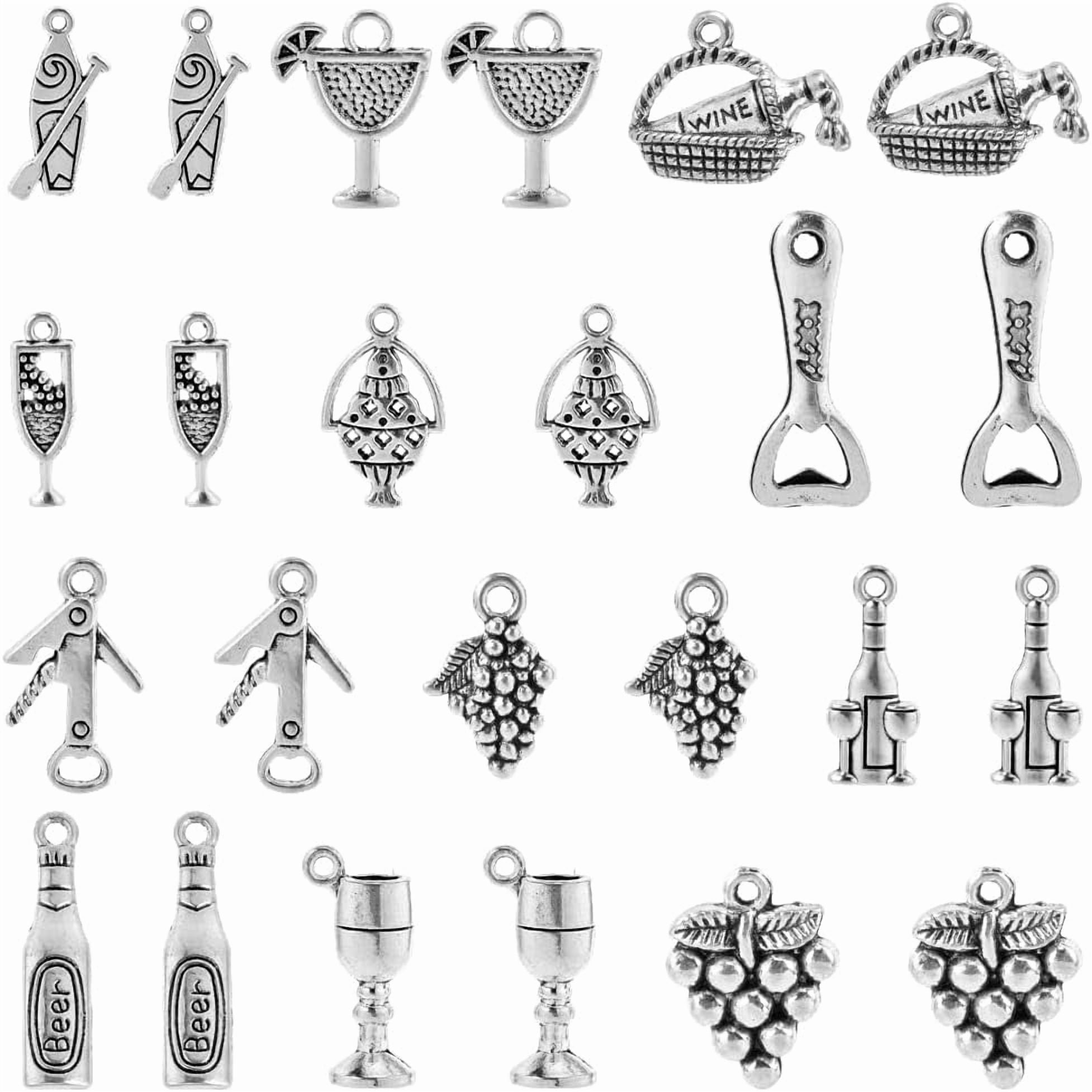 1 Box 60pcs 12 Styles Wine Themed Charms Wine Bottle Charms Alloy ...