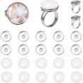 thumbnail image 1 of 1 Box 62Pcs Button Finger Ring 2Pcs Adjustable Components with 30Pcs Snap Button Cabochon Settings 30Pcs Glass Cabochons Tray Settings for Jewelry Making Kit Clear 1box, 1 of 9