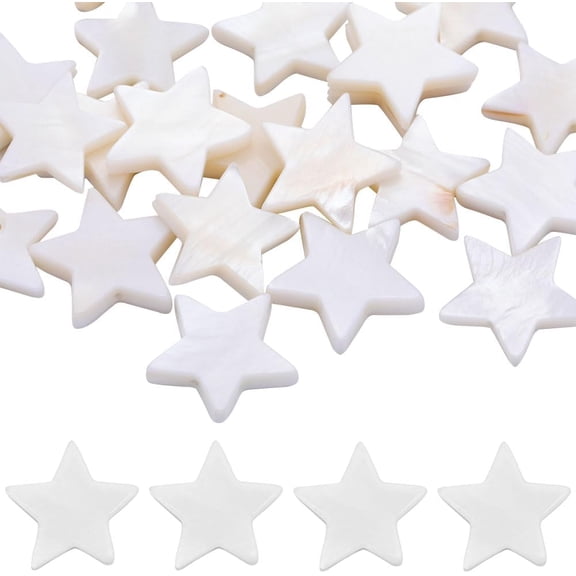 1 Box 62Pcs Shell Beads Shell Strands White Star Seashell Mother of Pearl Beads Celestial Star Shaped Loose Spacers for Jewelry Making DIY Bracelets Necklaces