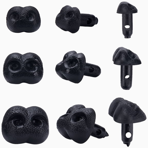 1 Box 66Pcs 3 Style Plastic Safety Noses Craft Nose for DIY Toys Puppet Plush Animal Making Black 17~20mm 22pcs/style