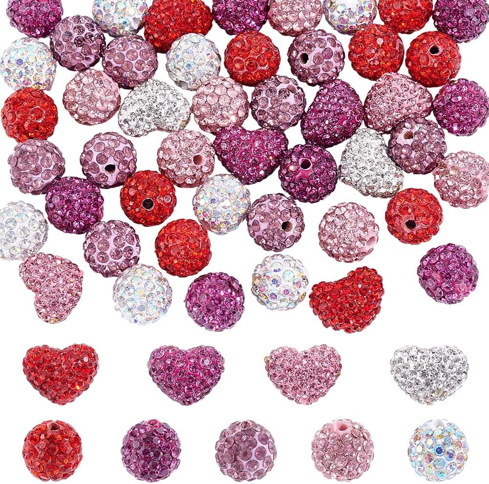 1 Box 68PCS Valentine Heart Round Beads with Hole Love Romantic ...