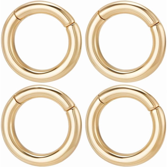 1 Box 6Pcs 14mm Real 18K Gold Plated Trigger Spring O Rings Round Carabiner Clip Snap Metal Spring Key Ring Buckles for Jewelry Making Supplies DIY Keychain Lanyard Leather Bags Purse Craft for DIY