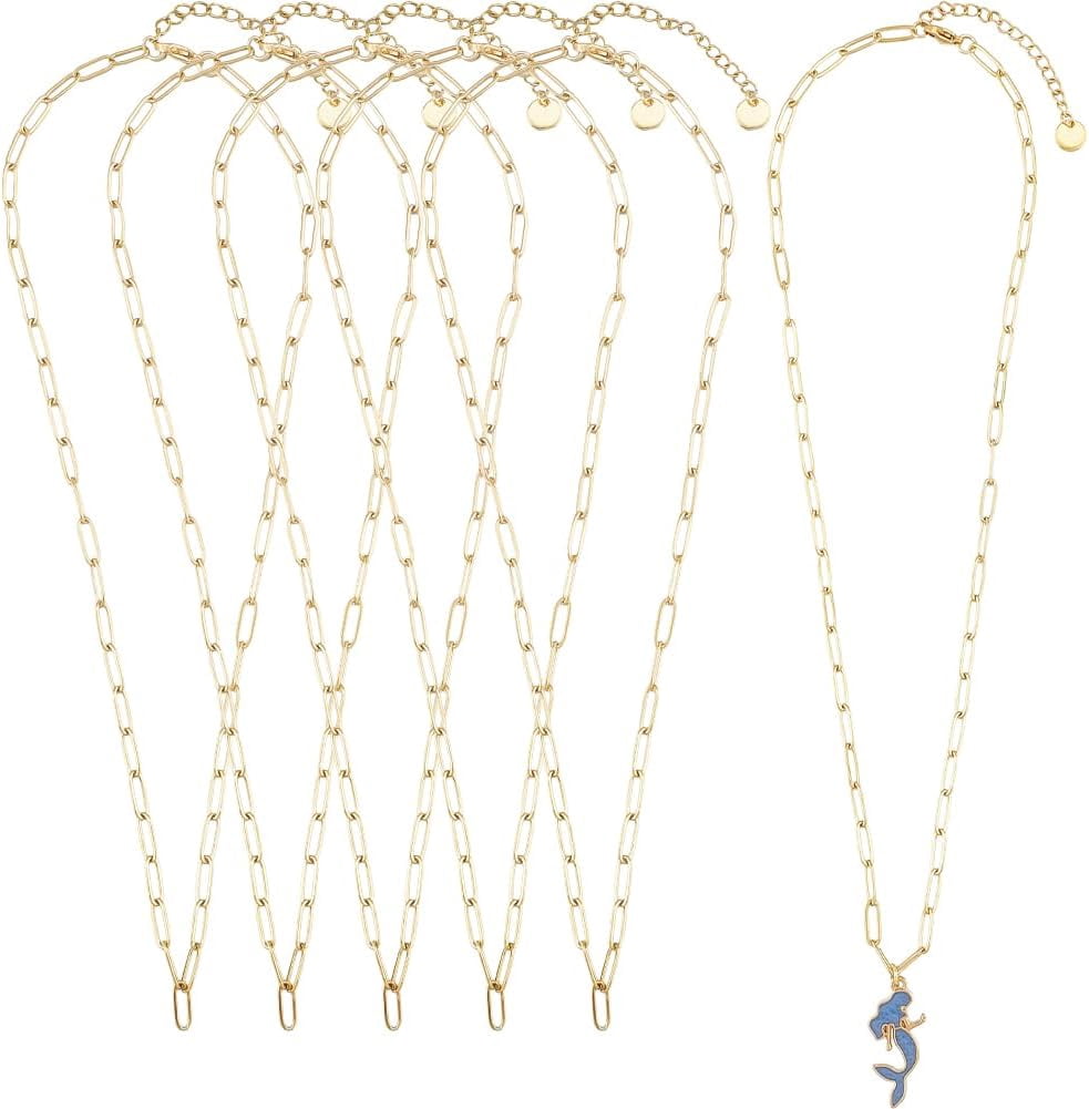 1 Box 6Pcs 18 Inch/45cm 3.5mm Gold Paperclip Necklaces Paper Clip ...