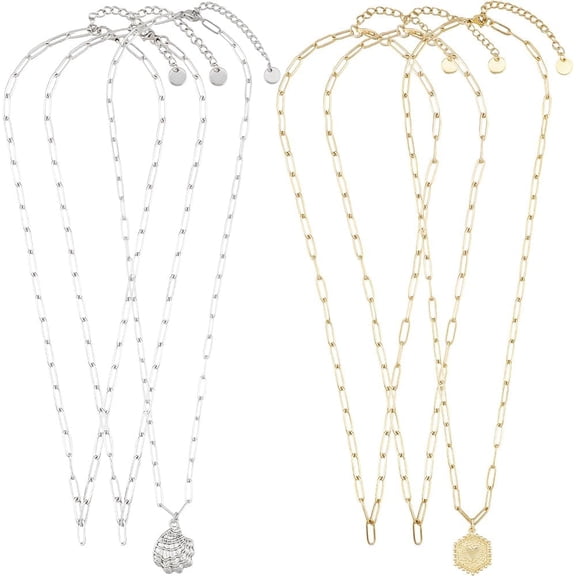 1 Box 6Pcs 18 Inch Paperclip Chains 304 Stainless Steel Necklace Chain with Lobster Clasp Silver Gold Adjustable Link Necklace Findings