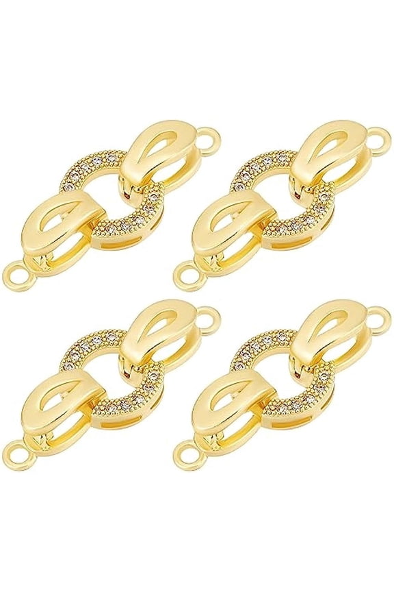 1 Box 6Pcs 18K Gold Plated Fold Over Clasps Cubic Zirconia Oval Shaped Extender Clasp Closure End Caps for Bracelet Necklace Jewelry