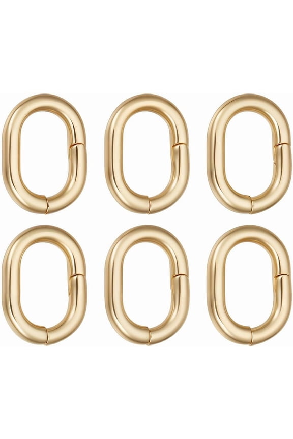 1 Box 6Pcs 18K Gold Plated Trigger Spring O Rings 0.5 Inch Small Oval Spring O Ring Gate Rings Purse Hardware Keyring Clasps Carabiner Clip Snap Hooks Fastener Rings for DIY