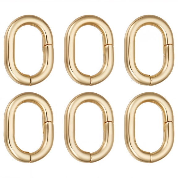 1 Box 6Pcs 18K Gold Plated Trigger Spring O Rings 0.5 Inch Small Oval Spring O Ring Gate Rings Purse Hardware Keyring Clasps Carabiner Clip Snap