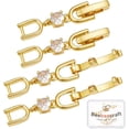 thumbnail image 1 of 1 Box 6Pcs Bracelet Extender 18K Gold Plated Brass Cubic Zirconia Fold Over Clasps with Loop, 1 of 5