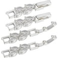 1 Box 6Pcs Bracelet Extender Clasp Leaves Shape Cubic Zirconia Silver Fold Over Clasps Watch