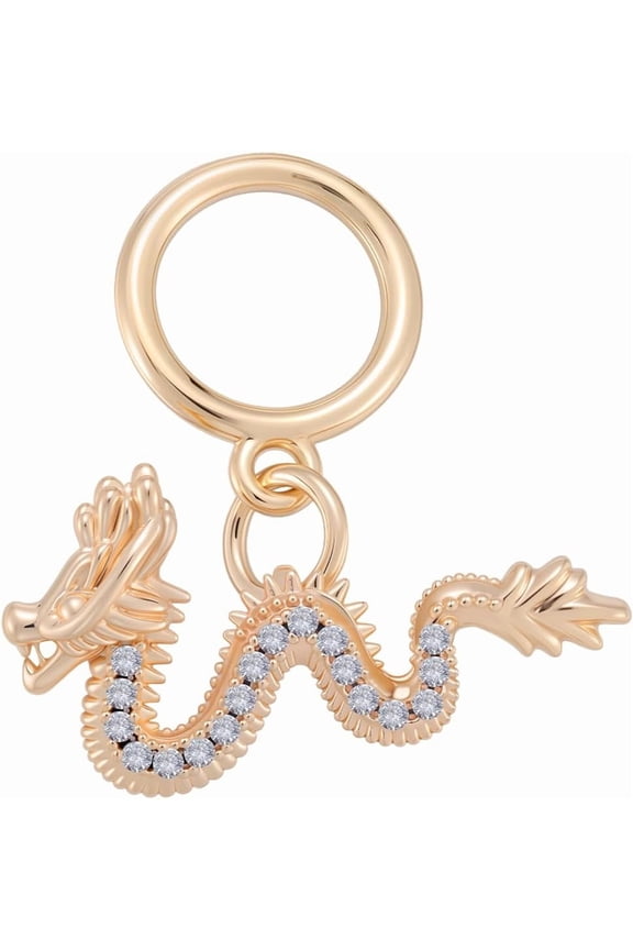 1 Box 6Pcs Chinese Dragon Charms 18K Gold Plated Brass Micro Pave Cubic Zirconia Lucky Retro Large Hole Dragon Pendant Charms