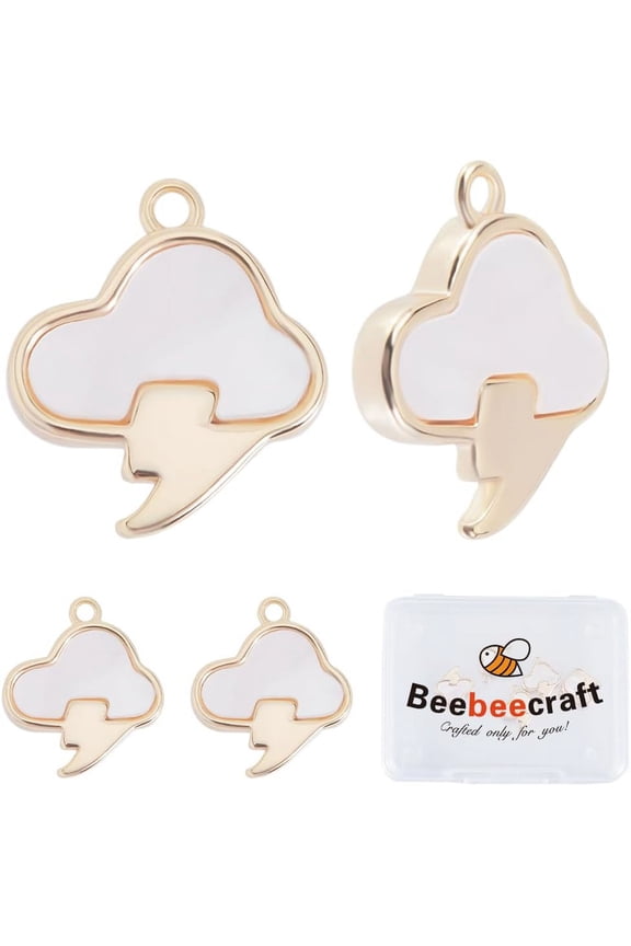 1 Box 6Pcs Cloud Charms 18K Gold Plated Brass Natural Sea Shell Charm with Loops for DIY Craft Jewelry Making (13x11x2mm) Gold