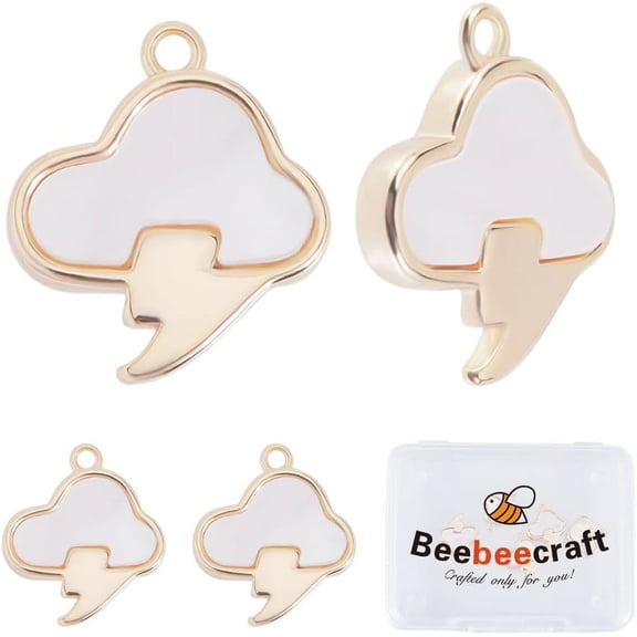 1 Box 6Pcs Cloud Charms 18K Gold Plated Brass Natural Sea Shell Charm with Loops