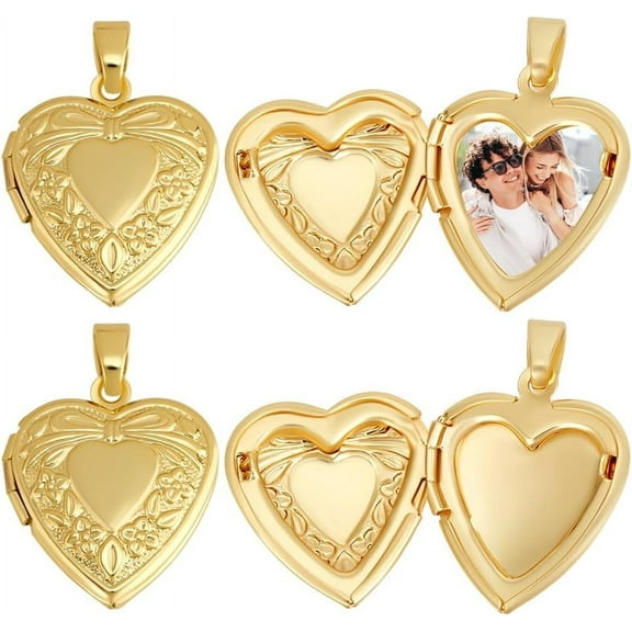 1 Box 6Pcs Love Pendant Charms Real 18K Gold Plated Brass Openable Collection Photo Frame Locket Charms for DIY Necklace Jewelry Making