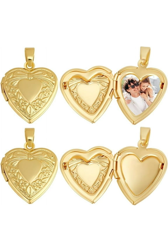 1 Box 6Pcs Love Pendant Charms Real 18K Gold Plated Brass Openable Collection Photo Frame Locket Charms for DIY Necklace Jewelry Making
