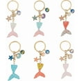thumbnail image 1 of 1 Box 6Pcs Mermaid Tail Keychain Starfish Keychains Bulk Small Beach Fishtail Sea Shell Resin Alloy Enamel Sparkling Charm Ocean Keychains for Women Girls Gifts Car Key Ring Handbag Backpack, 1 of 5