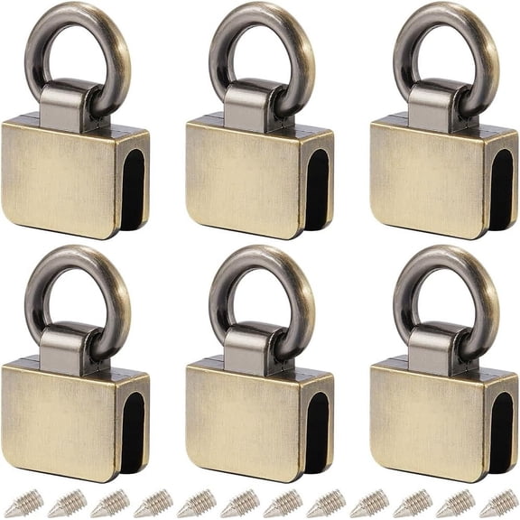 1 Box 6Pcs Metal Bag Connector Silver Alloy D Ring Bridge Hanger Side Bags Chain Link Clip Strap Lanyard Hooks Clasp Buckle with Screw for DIY Leather Crafts Purse Handbag Belts Making for DIY