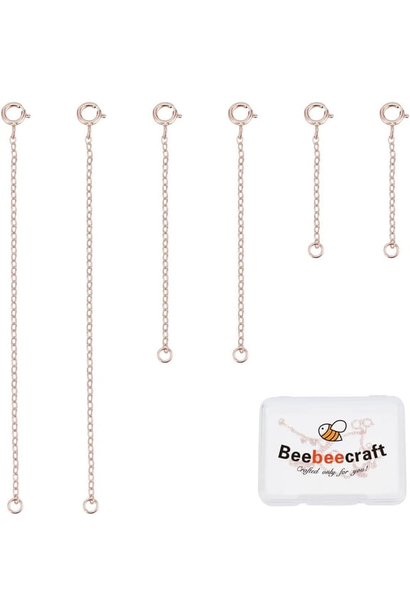 1 Box 6Pcs Necklace Extender 925 Sterling Silver Jewelry Chain Extenders for Jewellery Making (Rose Gold 81/51/32mm) Rose Gold