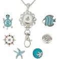 thumbnail image 1 of 1 Box 6Pcs Ocean Office Lanyards ID Lanyard Badge Holder Making Kit Summer Sea Hawaii Turtle Starfish Snap Button Lanyards for Women Nurses Office Staff Stainless Steel Necklaces Supplies, 1 of 9