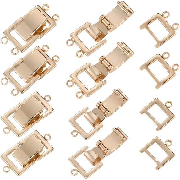 1 Box 6Pcs Real 14K Gold Plated Fold Over Clasps Bracelet Extender Clasp with Hoop Necklace Fastener Extenders for Jewelry Making Accessories Muti Layer Necklaces Bracelets Women DIY Crafts