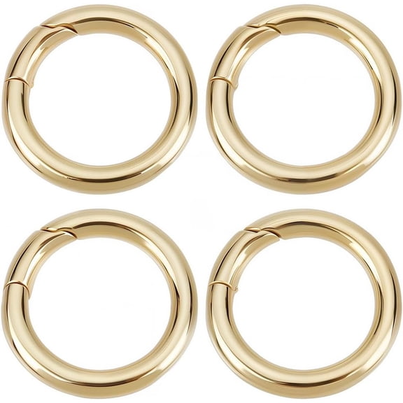 1 Box 6Pcs Real 18K Gold Plated Brass Spring O Ring 18mm Metal Gate Rings Round Closures Connector Fastener Clamp Clasps Snap Hooks Keyring Buckle for Key Purse Handbag DIY Craft Supplies Gold