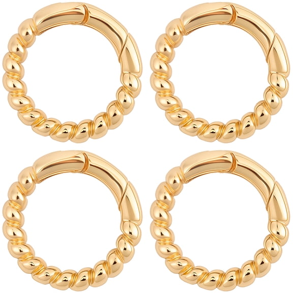 1 Box 6Pcs Real 18K Gold Plated Brass Spring O Ring Round Spring Gate Clasp Metal Twist Connector Closures Carabiner Buckle Clips