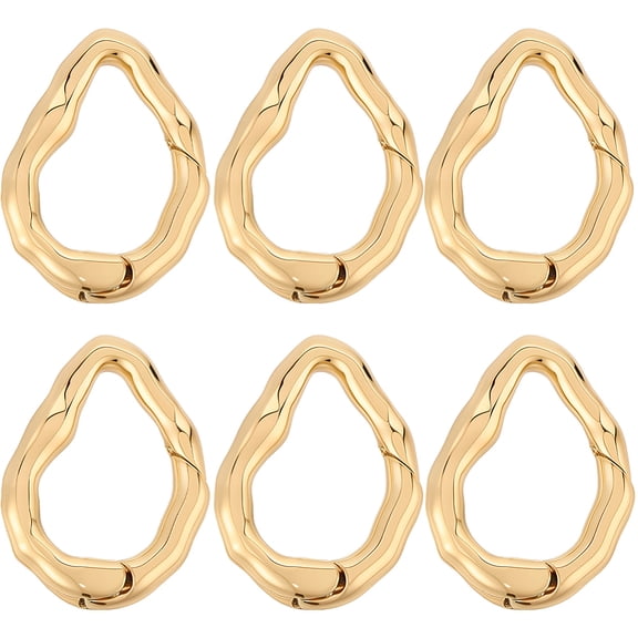 1 Box 6Pcs Real 18K Gold Plated Spring Clasps Bracelet Ring Clasp Water Drop Oval Shortener Extender Snap Trigger Buckle