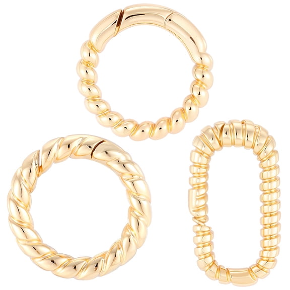 1 Box 6Pcs Real 18K Gold Plated Spring Gate Ring Trigger Spring O Rings 18Mm/0.7In Round Metal Keyrings Snap Hook Buckle Clasps