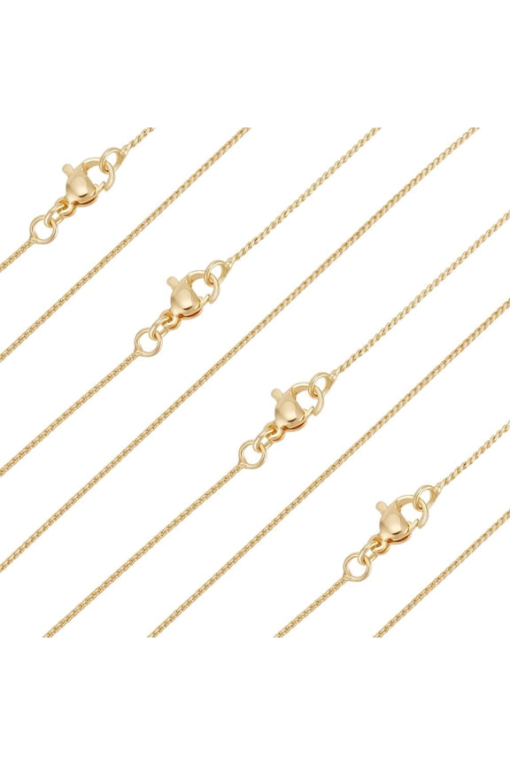 1 Box 6Pcs Serpentine Chain for Women 18K Gold Plated Brass Snake Chain Curb Chain Necklace 15.75 inch(400mm) for DIY