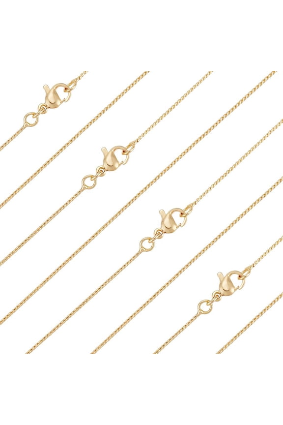 1 Box 6Pcs Serpentine Chain for Women 18K Gold Plated Brass Snake Chain Curb Chain Necklace 17.72 inch(450mm)