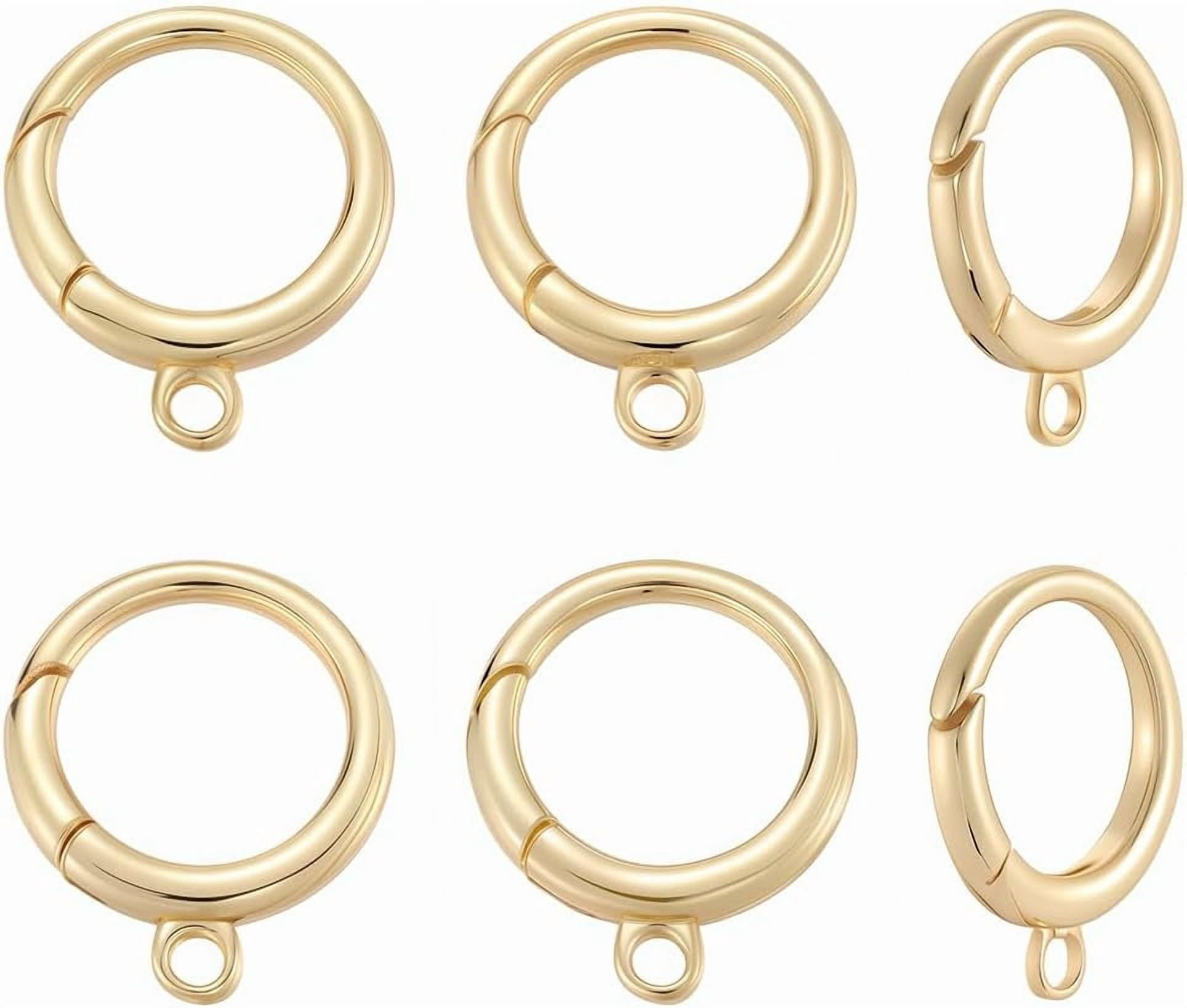 1 Box 6Pcs Spring Gate Rings with Loop 18K Gold Plated Brass Necklace ...