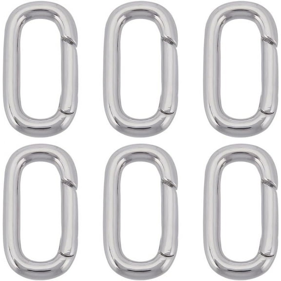 1 Box 6Pcs Spring Oval Rings Carabiner Ring Silver Small Trigger Gate Keychain Clasp Brass Keyring Clip Snap Hook Buckle DIY