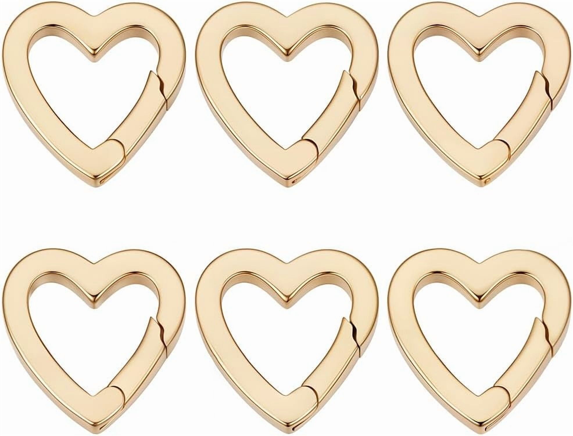 1 Box 6Pcs Trigger Spring O Ring 18K Gold Plated Brass Heart Shaped ...