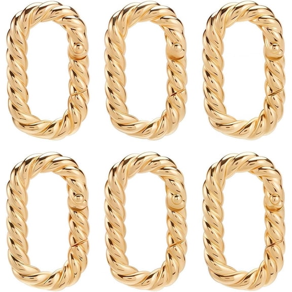 1 Box 6pcs Real 18K Gold Plated Trigger Spring o Rings Spring o Ring Clips Brass Real 18K Gold Plated Twist Spring Buckle Snap Gate Rings Bracelet DIY Craft Real 18K Gold Plated