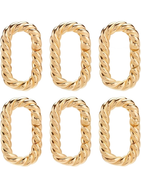 1 Box 6pcs Real 18K Gold Plated Trigger Spring o Rings Spring o Ring Clips Brass Real 18K Gold Plated Twist Spring Buckle Snap Gate Rings for Jewelry Making Key Chain Bracelet DIY Craft