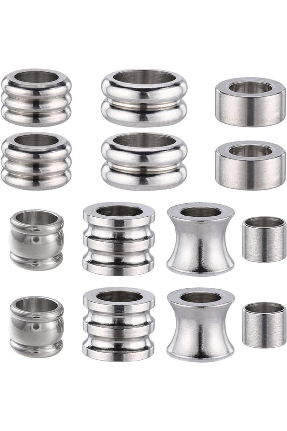 1 Box 7 Styles Stainless Steel Hair Beard Beads 28PCS European Braiding Beads Dreadlocks Facial Hair Baubles for DIY handcrafting