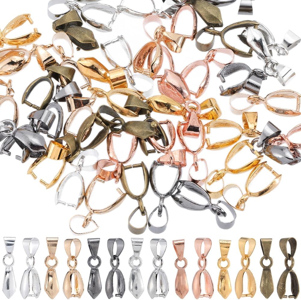 1 Box 70Pcs 7 Colors Jewelry Findings Pinch Bails Metal Pinch Clip Bail