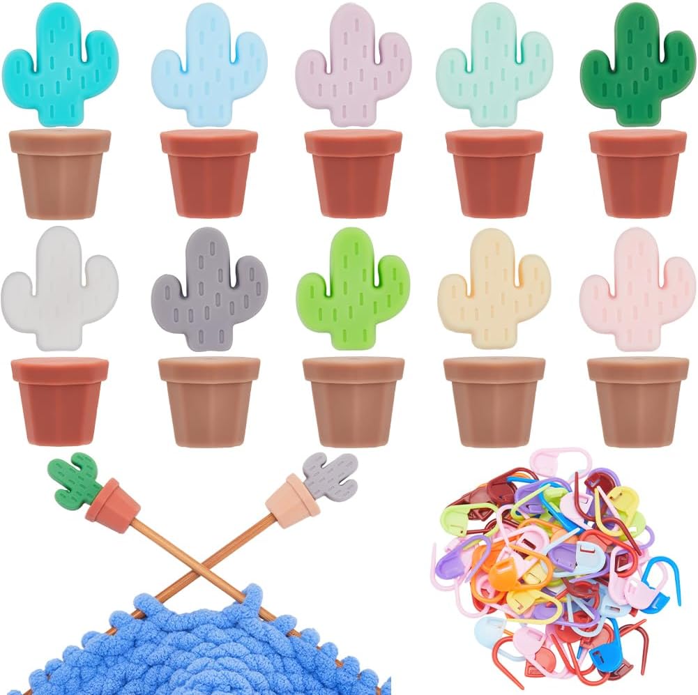 1 Box 70Pcs Knitting Needle Protectors Knitting Needle Stopper Cactus ...