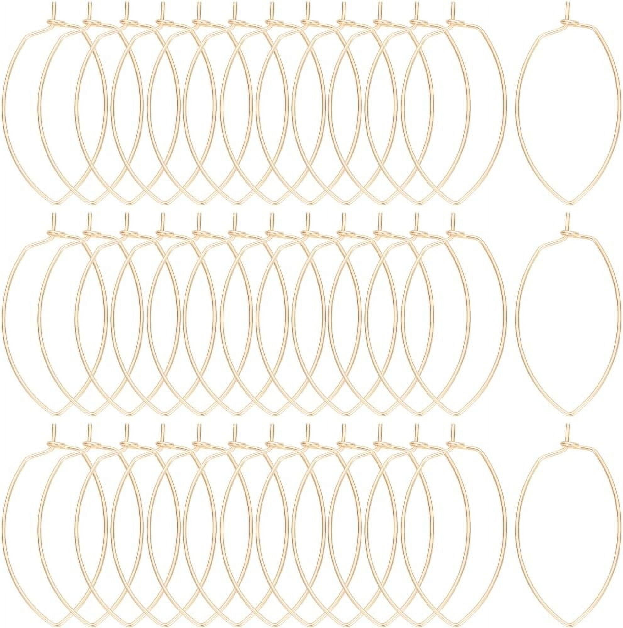 1 Box 70Pcs Round Earring Hoops Real 18K Gold Plated Brass Beading Eye Shaped Ear Findings for DIY Earring Craft Making