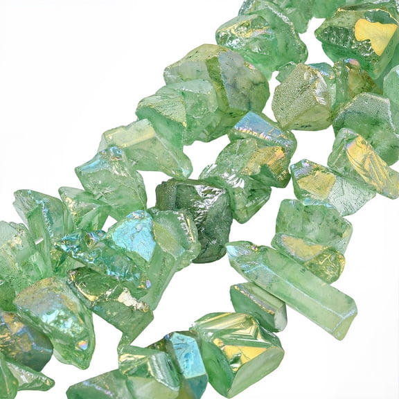 1 Box 71PCS Green Quartz Stone Chips Beads with Holes Natural Gemstone Crushed Irregular Shaped Gravel Loose Rocks Bead for Jewelry Making Earring Necklace DIY Craft Supply DIY