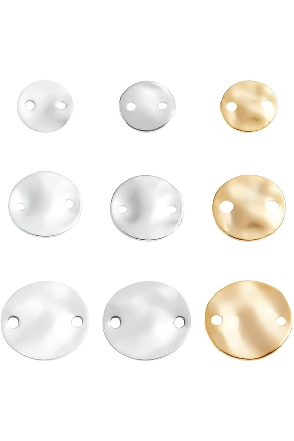 1 Box 72Pcs 3 Size Brass Flat Round Links Connectors Mixed Color Textured Links Charms for DIY Jewelry Making