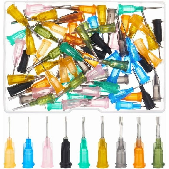 1 Box 72Pcs 9 Colors 304 Stainless Steel Dispensing Needle Stainless Steel Needles with Luer Connector for Cartridge Alcohol Essential Oil Dispensers