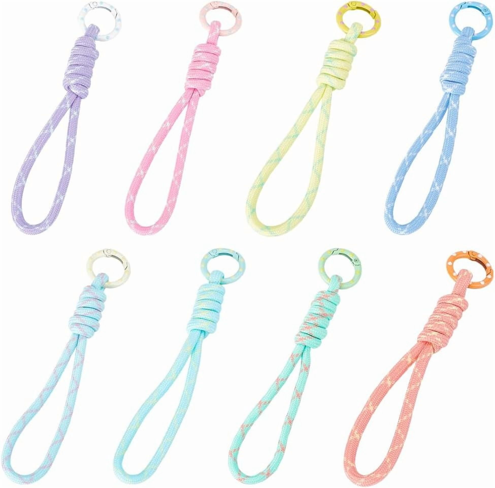 1 Box 8 Colors Woven Keychain Strap Rope Keychains Bulk Light Pink Blue ...
