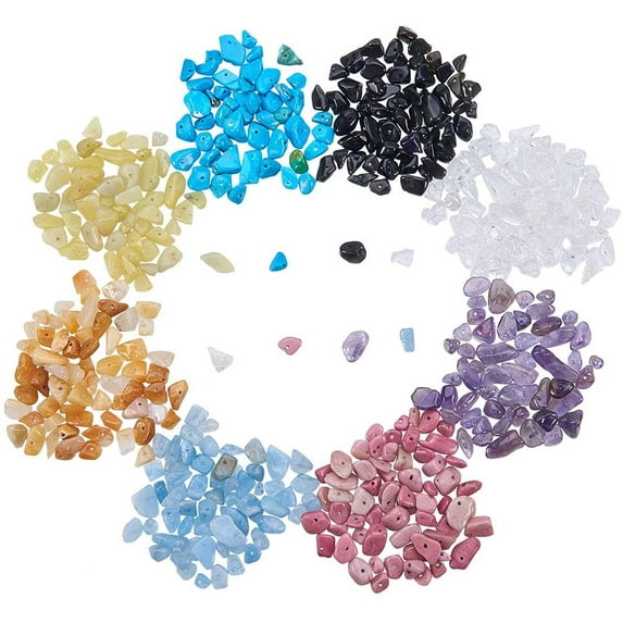 1 Box 8 Mixed Color Natural Aquamarine Quartz Crystal Amethyst Black Obsidian Yellow Jade Color Quart