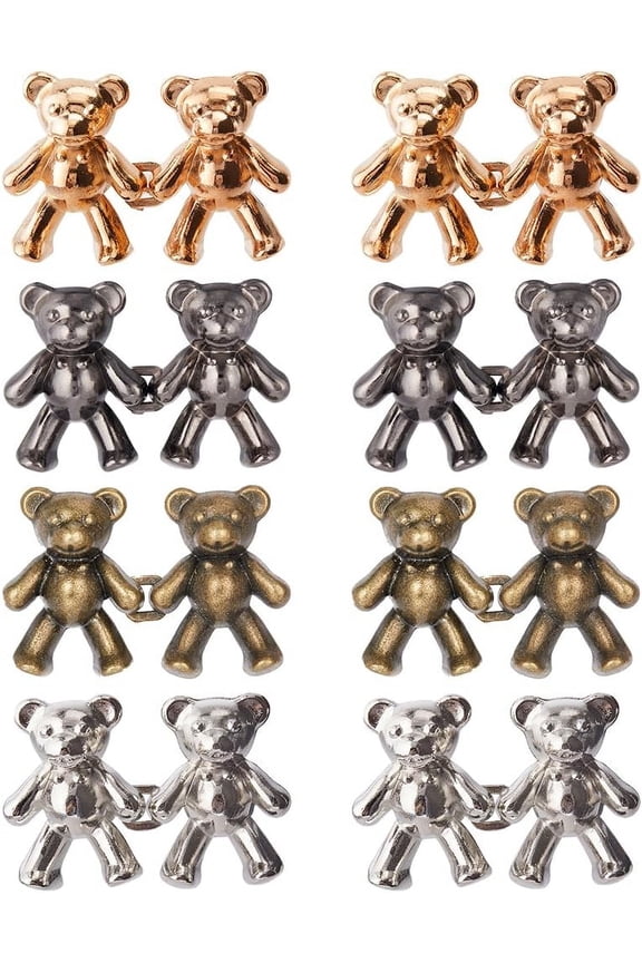 1 Box 8 Pairs 4 Colors Tighten Waist Buttons Bear Buttons Pins for Loose Jeans Detachable Jean Waist Extender Buckle Clip Adjustable Pant Waist Tightener for Women Loose Skirt Jeans DIY