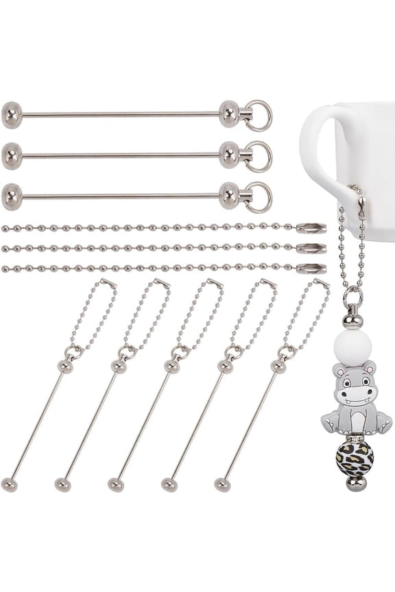 1 Box 8 Sets Cup Charm Chains Bulk Black Key Chain Bar Blanks Diy Cup Charms Accessories for DIY Diy Crafts Gift Water Bottle Handle Women Decoration