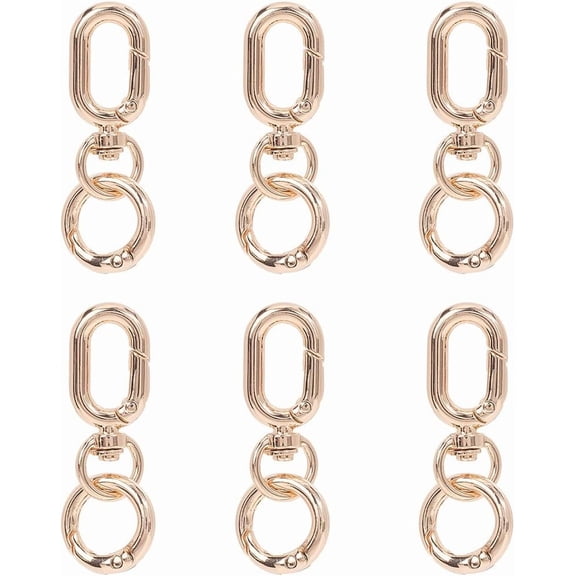 1 Box 8 Sets Double Swivel Clip Metal Swivel Snap Hooks Light Gold Trigger Spring Gate Rings Keychain Alloy Oval Opening Keyring Buckle Clasp