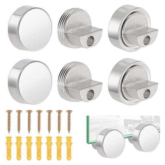 1 Box 8 Sets Zinc Alloy Mirror Mounting Clips Mirror Brackets with Plastic Anchor Plugs for Fixing Mirror Box Cabinet Doors Mixed Color