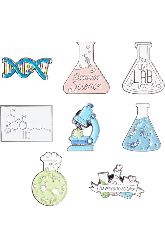 1 Box 8 Style Science Enamel Pin Lab Pins Bulk Medical Brooch Pins Set Cute Cartoon Lab Lapel Pins Doctor Enamel Pin Brooches for Backpacks Laboratory Women Men Graduation Gift Clothes Decor for diy